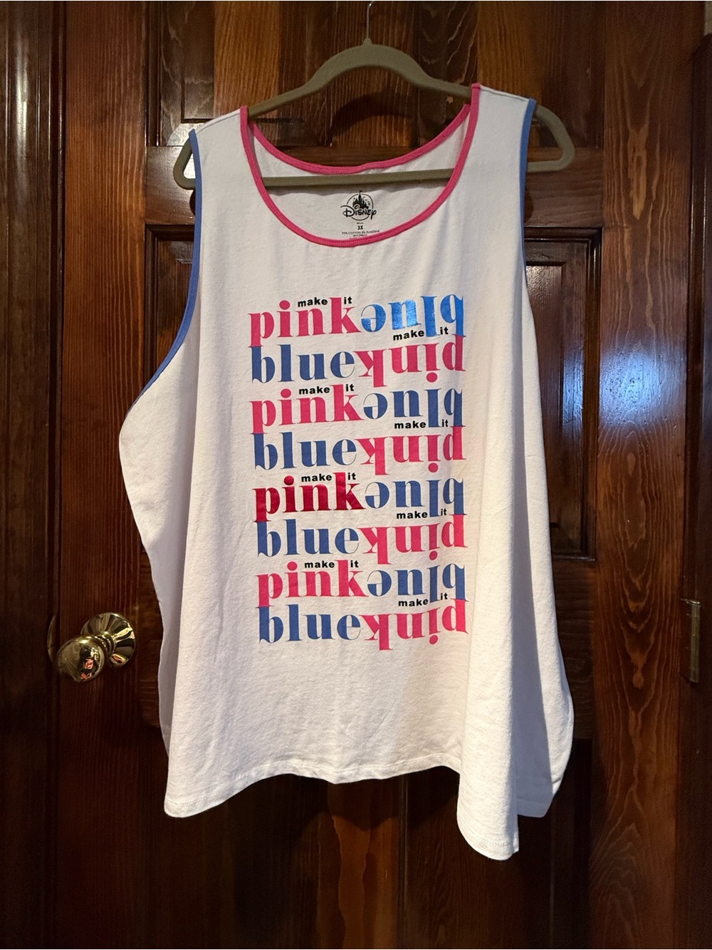 Disney White Muscle Tee with Pink and Blue Graphic
